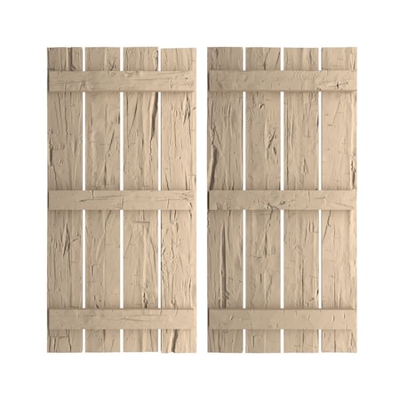 Rustic Four Board Spaced Board-n-Batten Hand Hewn Faux Wood Shutters, 23 1/2W X 88H